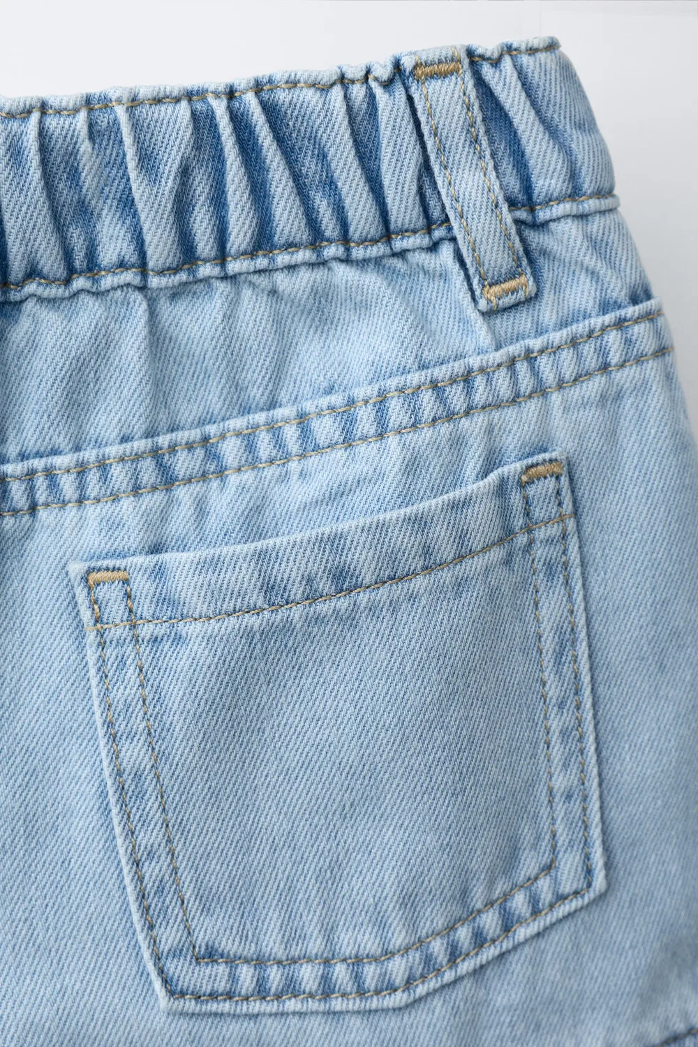Джинсовые шорты-бермуды с оборками ZARA, Light Blue — фото 4