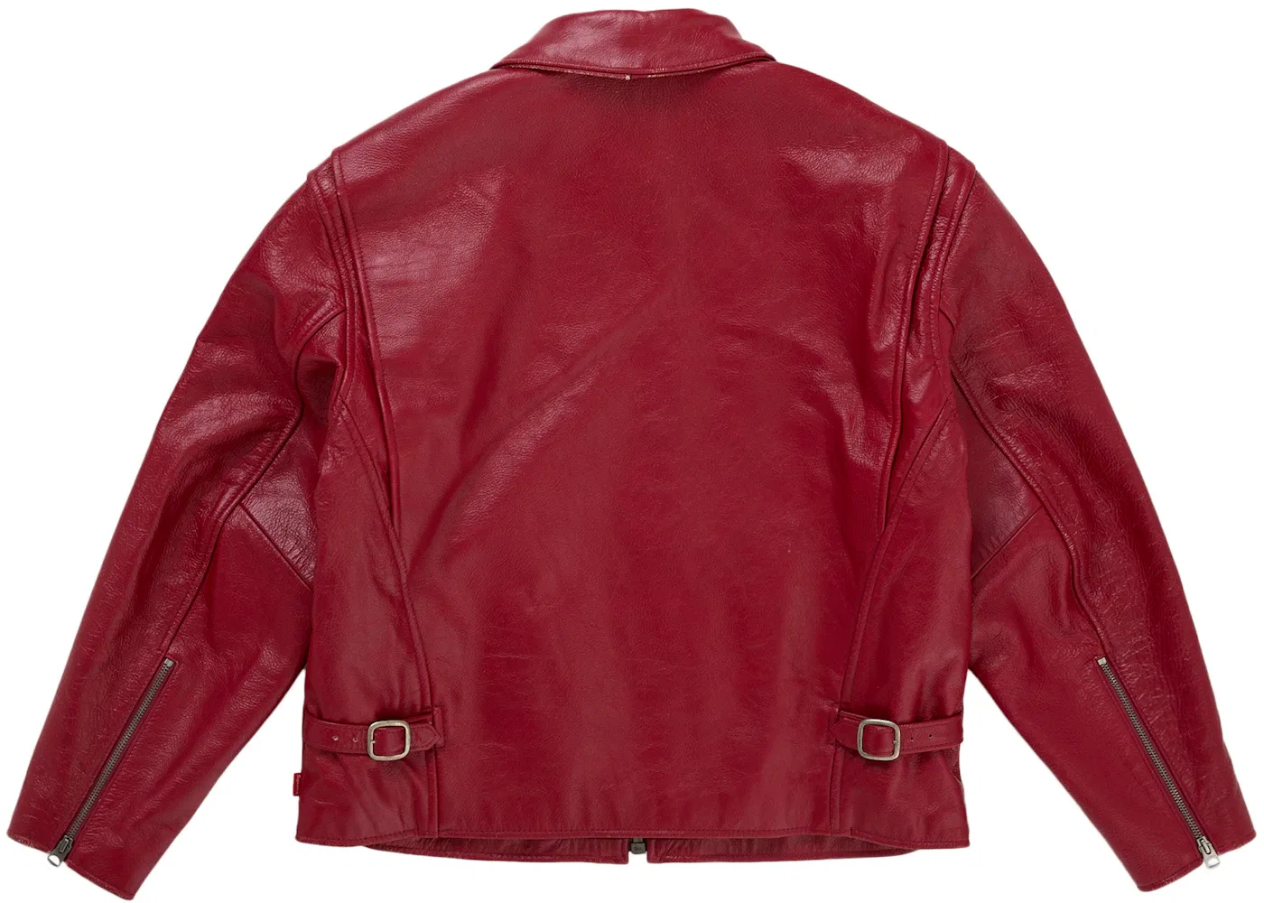 Мужская кожаная куртка состаренная Supreme Schott Distressed Leather Jacket, красный — фото 3