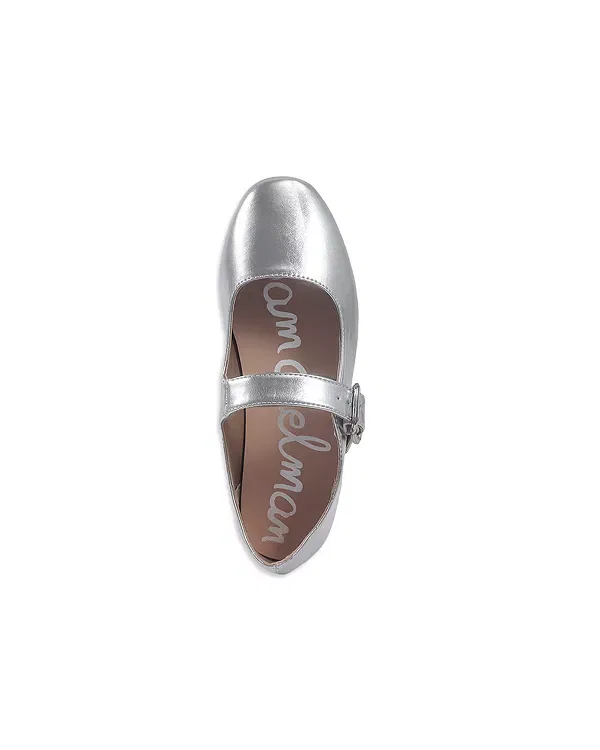 Детские балетки для девочек с пряжкой Michaela Mary Janes Sam Edelman, серебристый — фото 2
