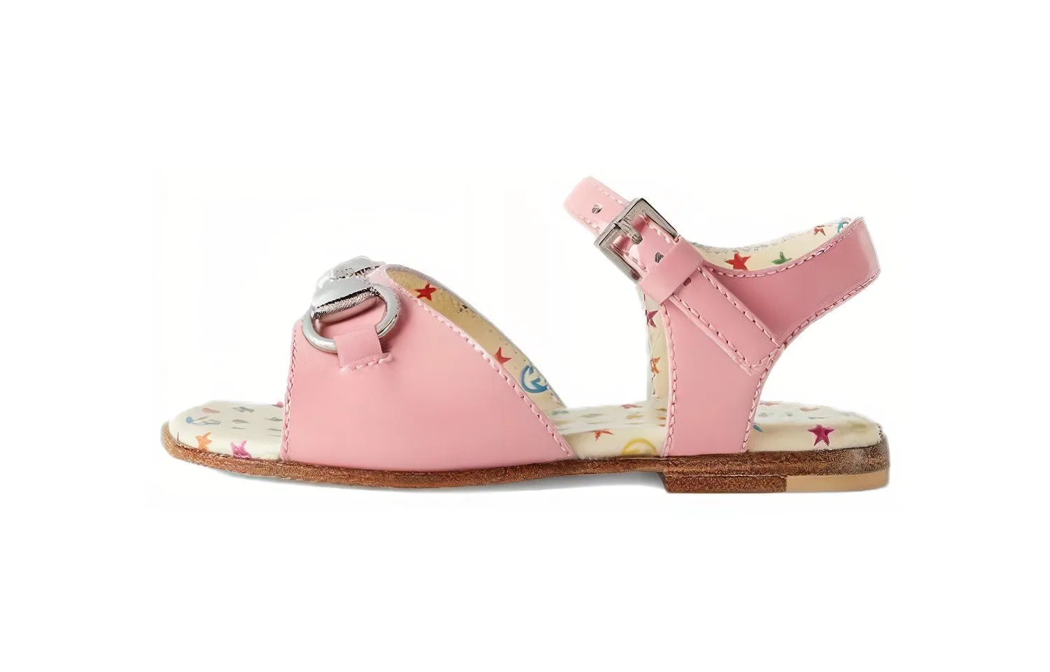 Детские туфли для малышей с серебристой фурнитурой Aria Patent Leather Low top Toddler Shoes GUCCI, Розовый