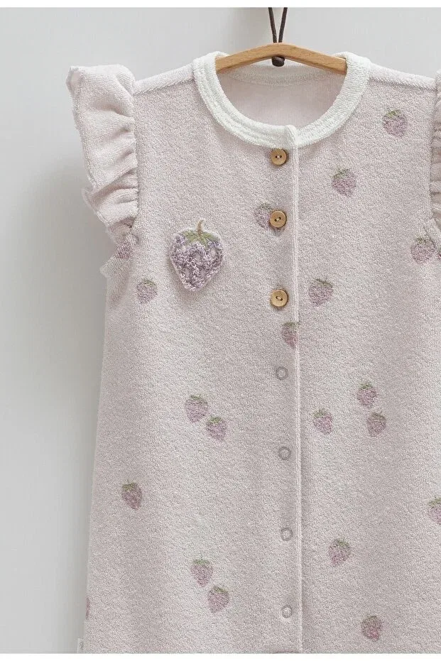 Детский комбинезон для девочек хлопковый Strawberry Towel Romper Caramell, Lilac — фото 2