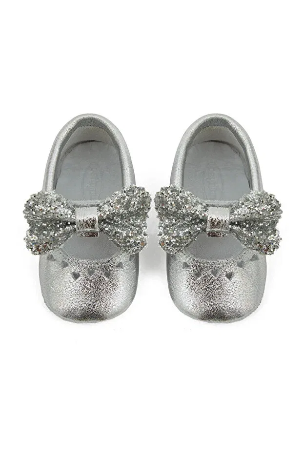 Детские мокасины из натуральной кожи Bobby silver Beybium, Silver