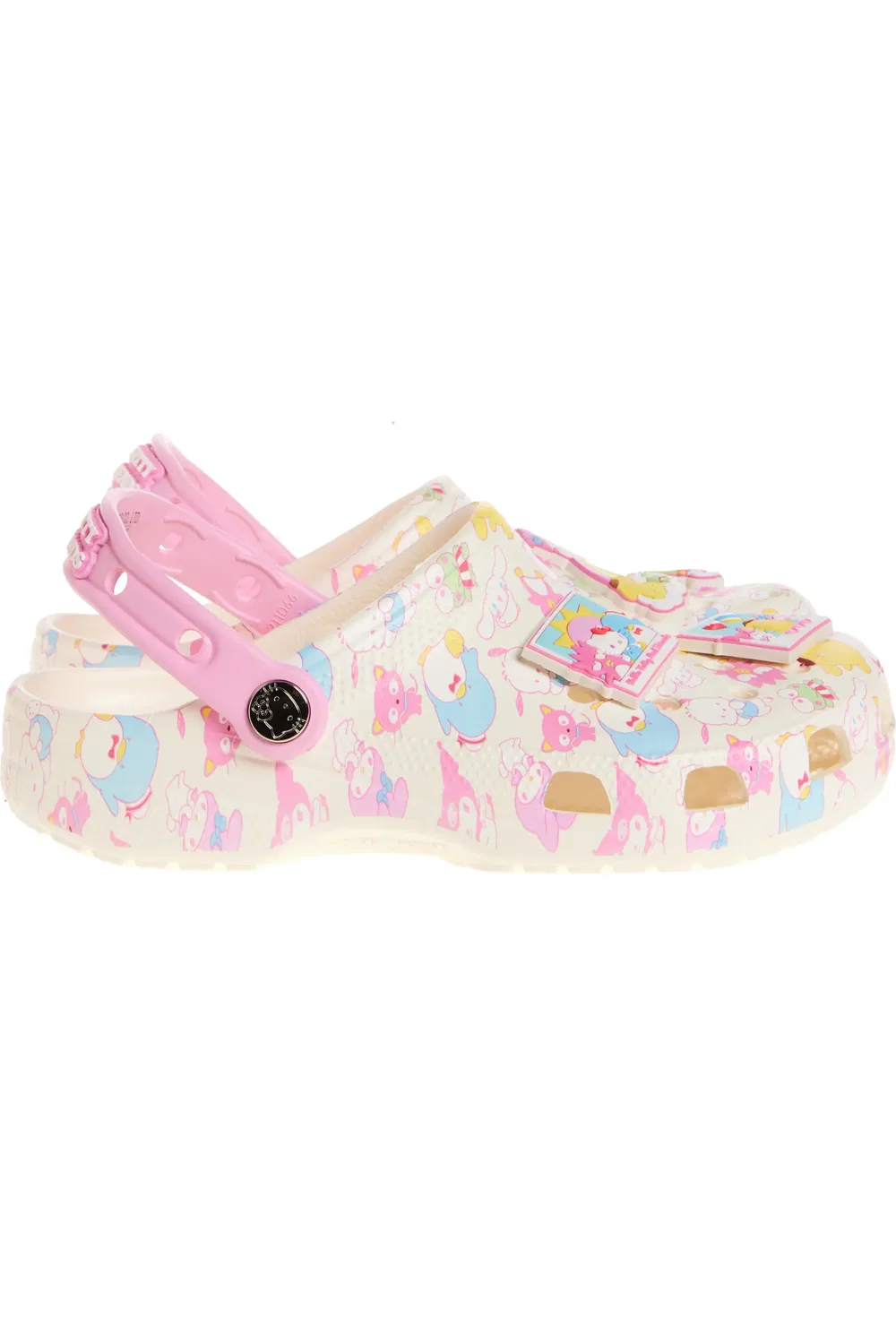 Детские клоги водонепроницаемые с Hello Kitty Classic Clog Crocs, Ivory/Pink Multi — фото 3