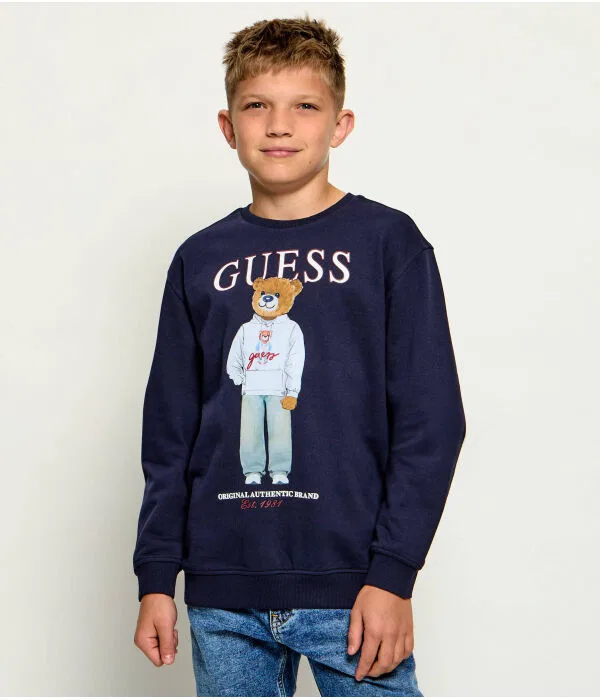 Детский пуловер из хлопка Regular Fit Guess, Blu Marino