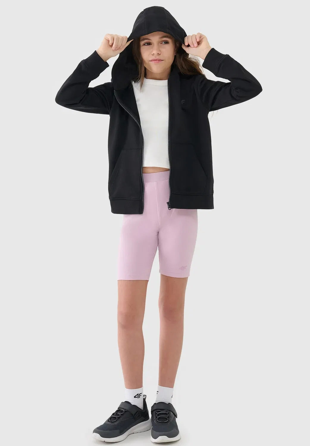 Legginsy kolarki dzianinowe dziewczęce - czarne 122 (6-7 лат) - леггинсы 4F, Light Pink
