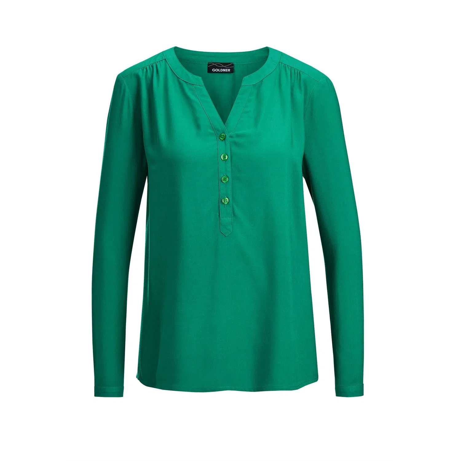 Женская блуза с V-образным вырезом и складками GOLDNER, Dark Green