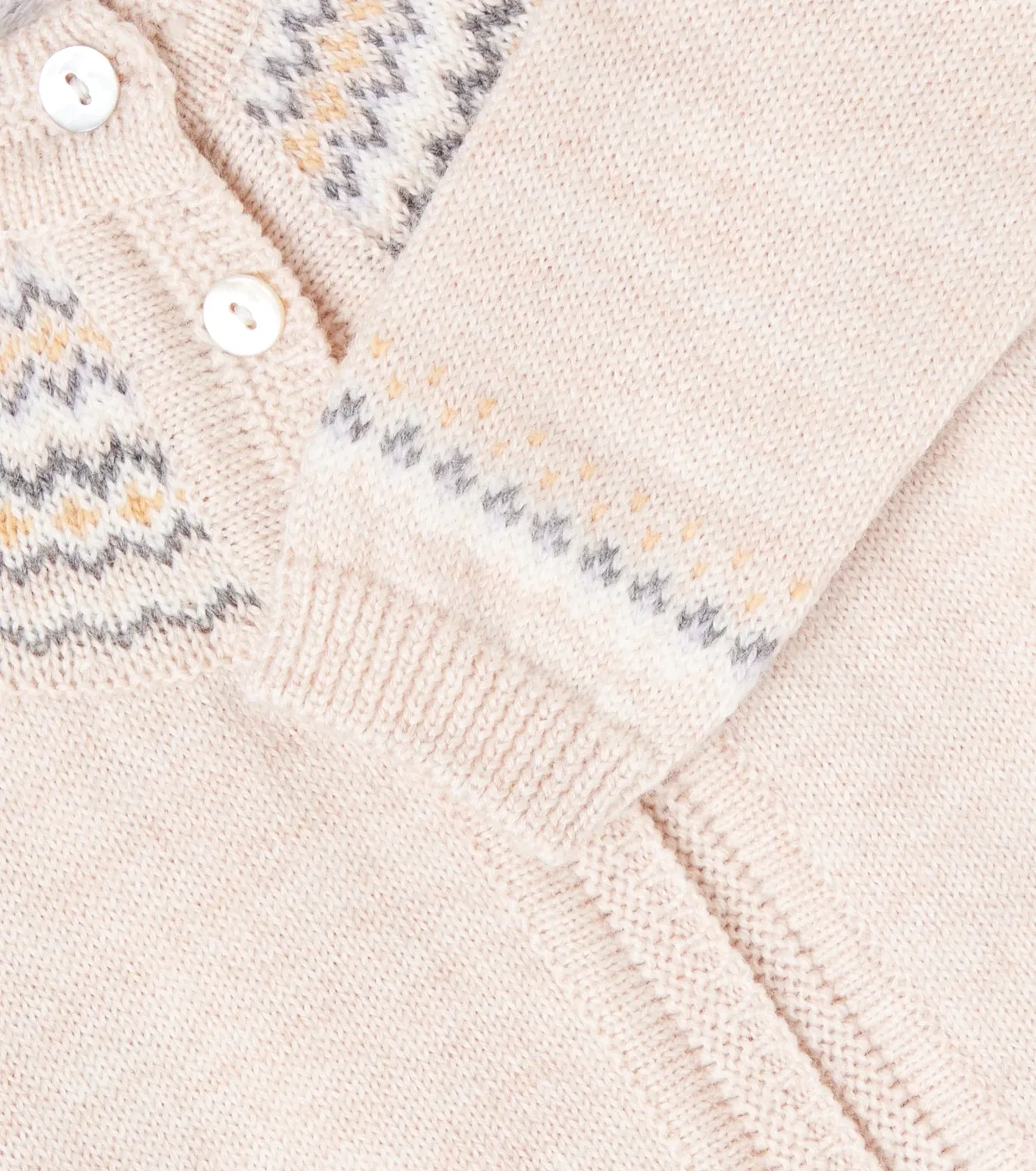 Детский кардиган из шерсти с принтом Baby Lucino Fair Isle La Coqueta, бежевый — фото 3