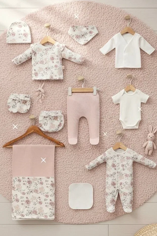Детский комплект боди для новорожденных девочек с принтом Squirrel Pattern Floral Cherub Baby, Powder