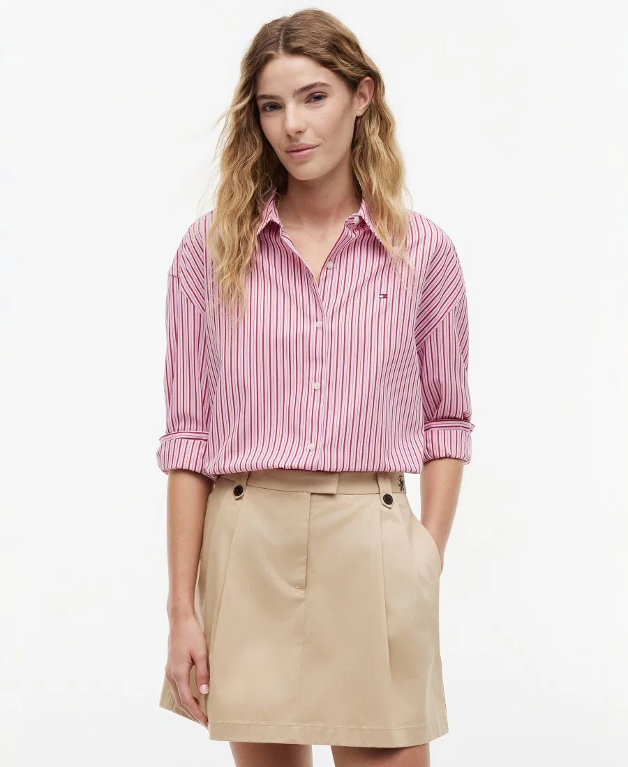 Рубашка с длинным рукавом, свободного кроя Tommy Hilfiger, Pink Multi Stripe