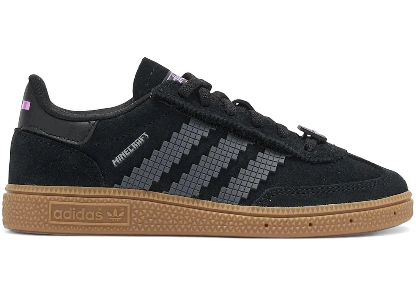 Детские кроссовки Lifestyle с принтом Adidas Handball Spezial Minecraft Enderman, Core Black/Supplier Colour/Gum