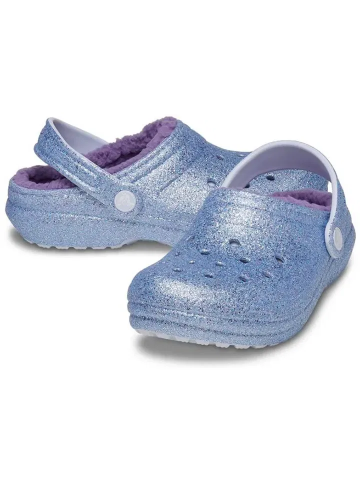 Кроксы с блестками Frosted Glitter Crocs, голубой — фото 2
