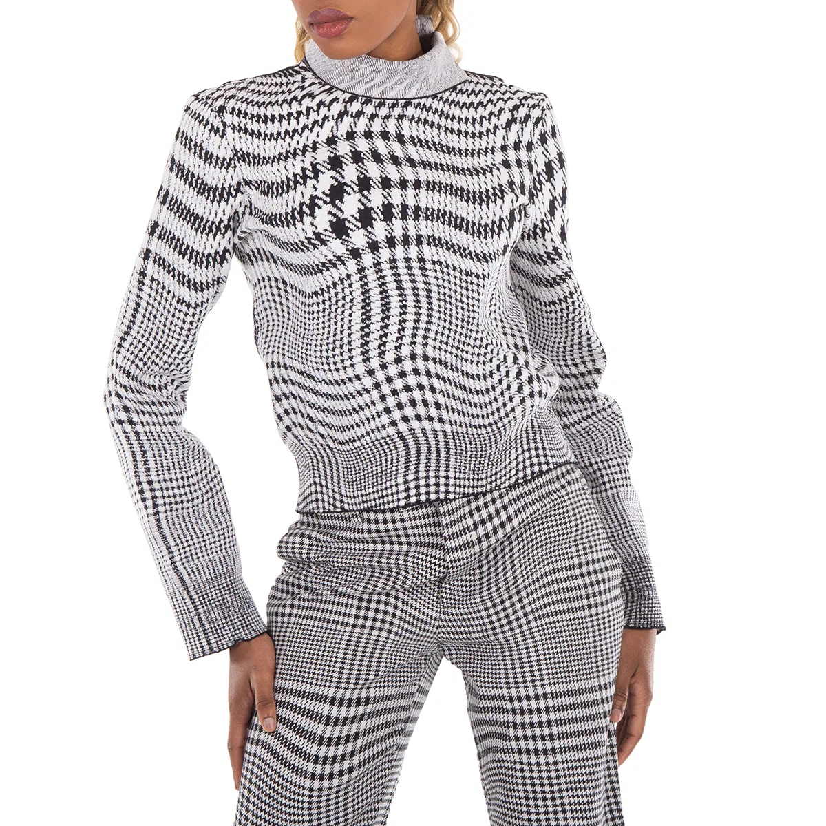Свитер с принтом Warped Pattern Print Knitted Sweater Burberry, Monochrome Ip Pttn