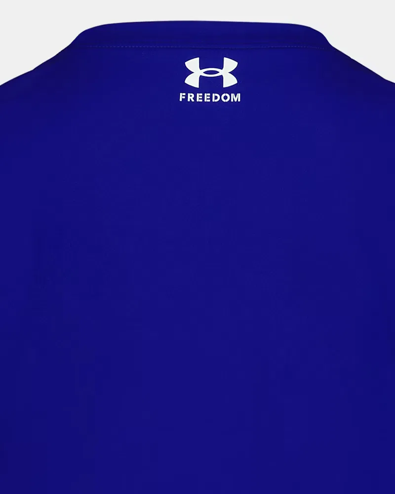 Футболка для мальчиков короткий рукав, влагоотводящая ткань UA Tech, UA Freedom Core UnderArmour, Royal/Red/White — фото 4