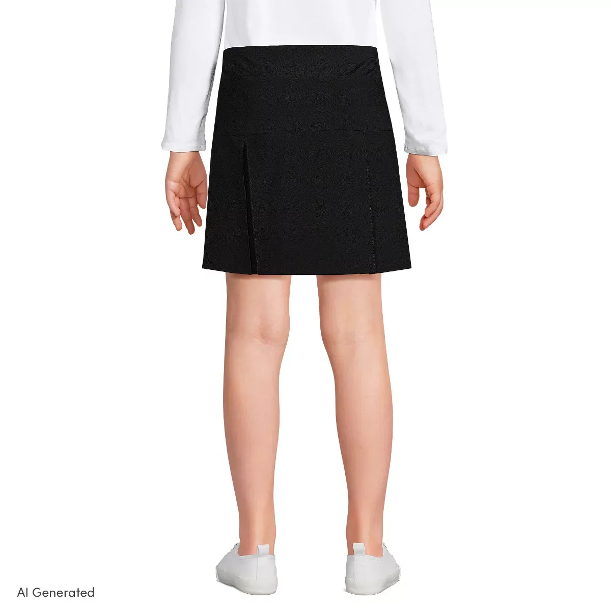 Детская юбка-шорты для девочек с плиссе из полиэстера Performance Pleated Skort Lands' End, Black — фото 2