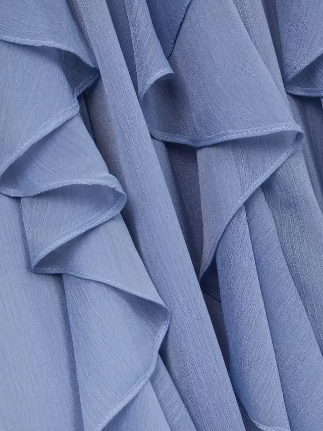 Детское выпускное платье Аризона с бретелькой через шею и оборками Monsoon, Pale Blue — фото 4