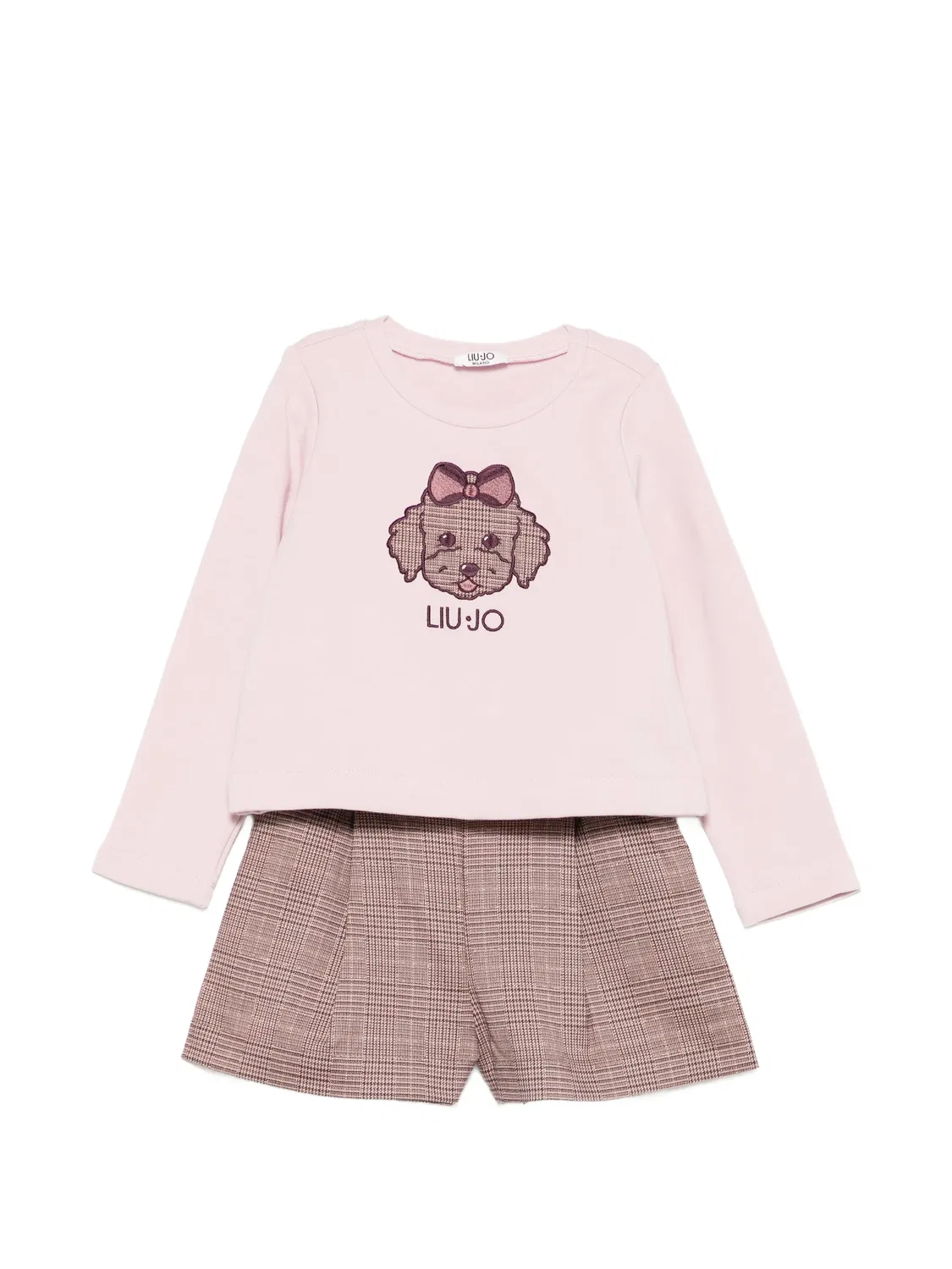 Комплект из футболки и шортов в клетку Liu Jo Kids, коричневый