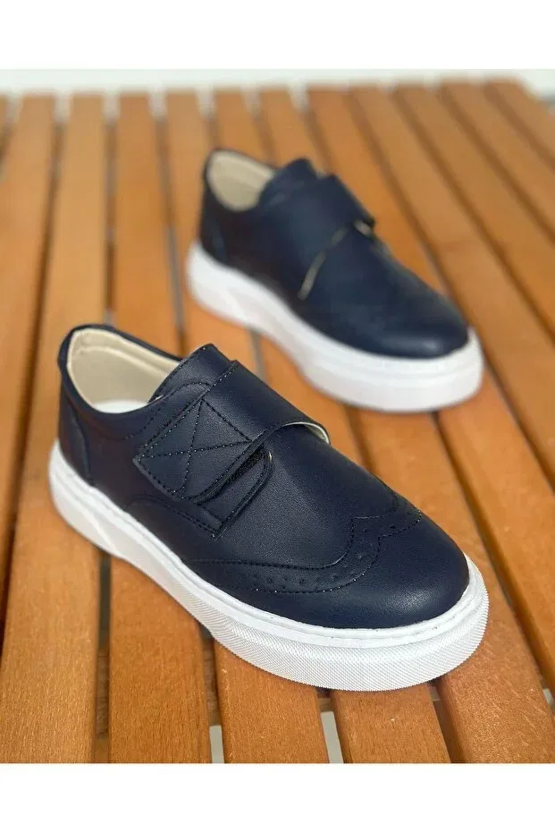 Детские кеды для мальчиков с липучкой Surpie Shoes, Navy Blue — фото 4