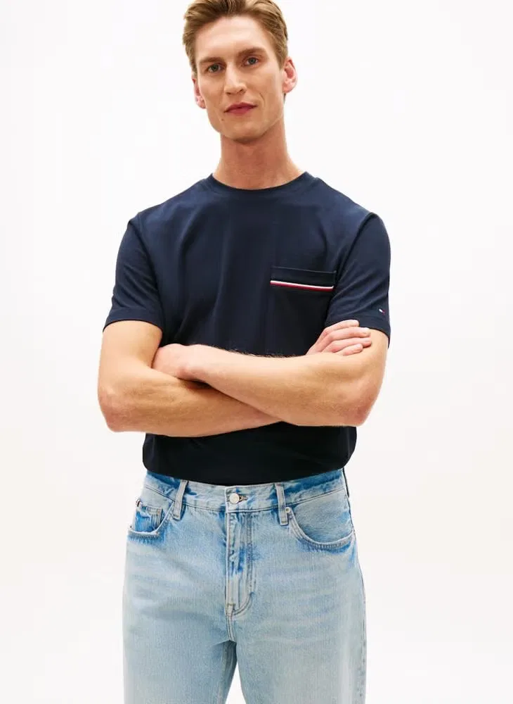 Футболка с накладным карманом Global Stripe Tommy Hilfiger, голубой