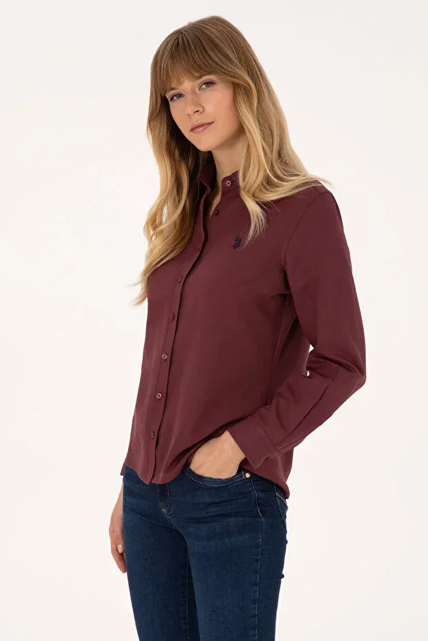 Женская рубашка с длинным рукавом U.S. Polo Assn., Plum — фото 3