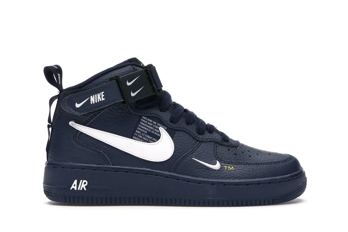 Детские кроссовки Lifestyle Nike Air Force 1 Mid, Obsidian/Tour Yellow-White