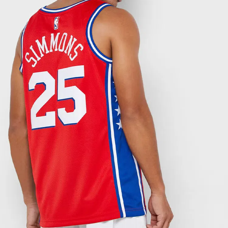 Джерси баскетбольное Swingman Ben Simmons Philadelphia 76ers Nike, красное — фото 3