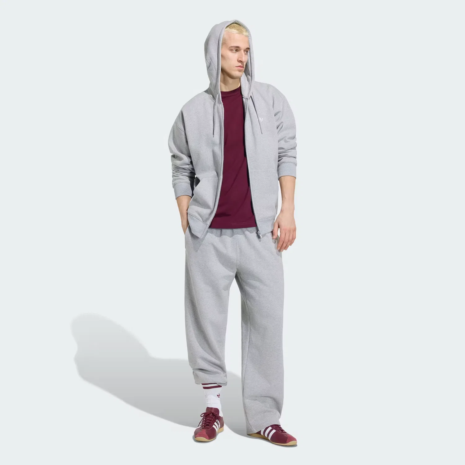 Мужская футболка с круглым вырезом Trefoil Essentials Adidas Originals, бордовый — фото 4