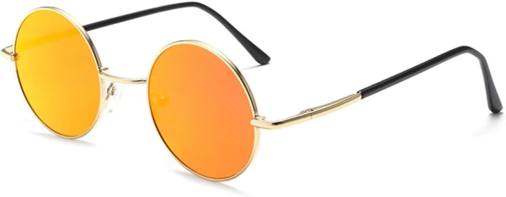 

Солнцезащитные очки с защитой от УФ-излучения UV400 | Металлические круглые линзы в стиле панк | Цветные линзы | Для женщин и мужчин | Для занятий спортом на открытом воздухе и вождения DSVIGF, Gold-redmirror