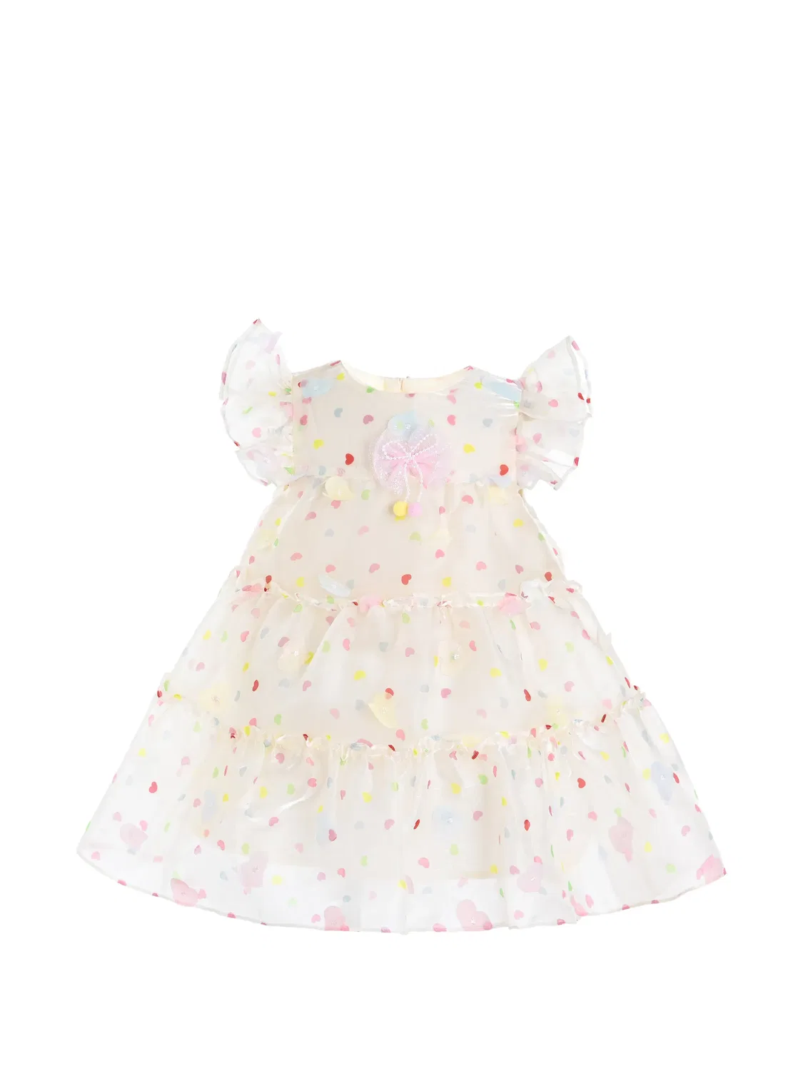 Ярусное платье в горох Mimi Tutu, нейтральные цвета