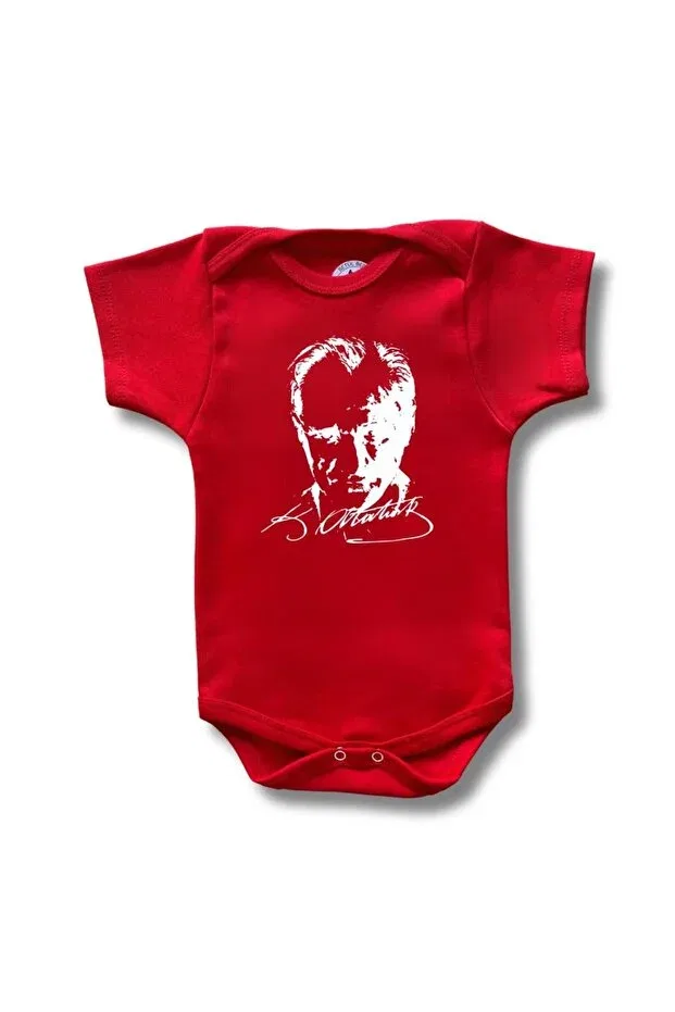 Детское боди для новорожденных с принтом Atatürk Printed Harmandar, Red