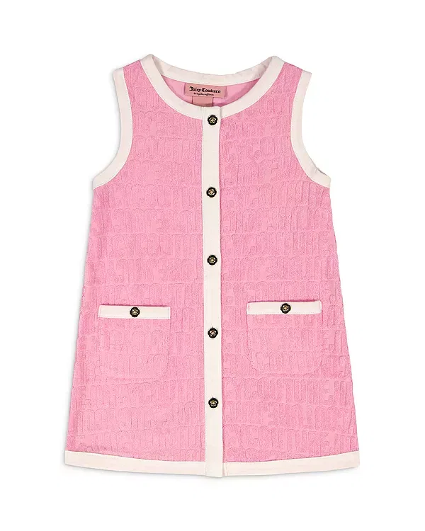 Детское платье для девочек без рукавов с жаккардовым тиснением Juicy Couture, Prism Pink
