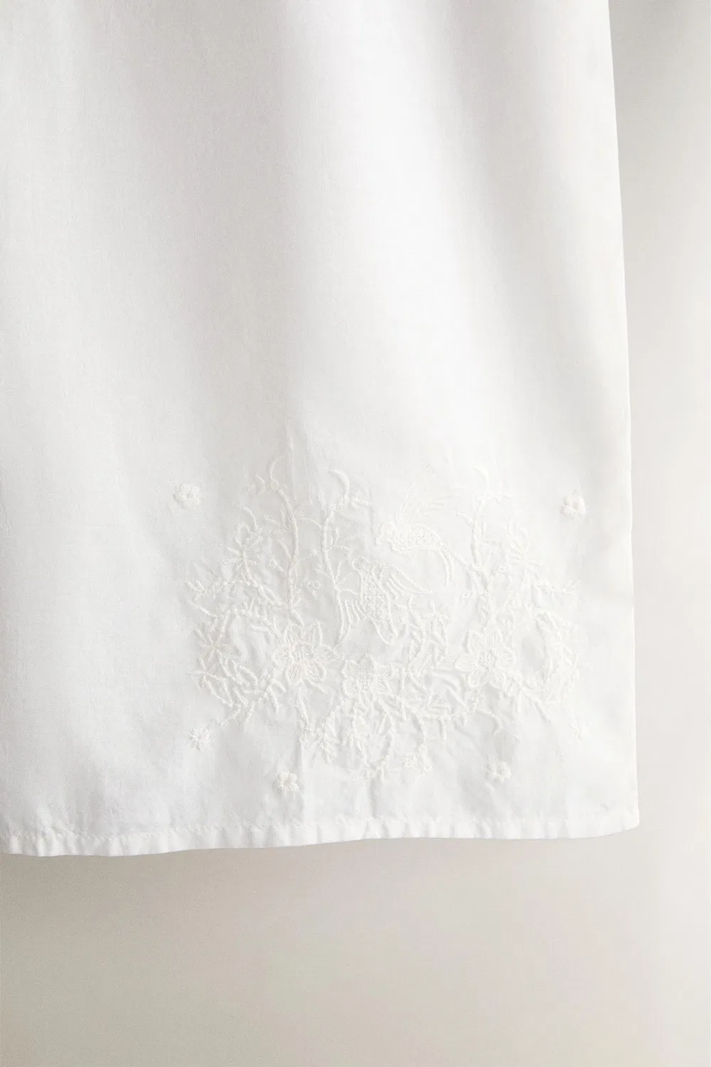 Хлопковые брюки с вышивкой ZARA, Oyster-white — фото 3