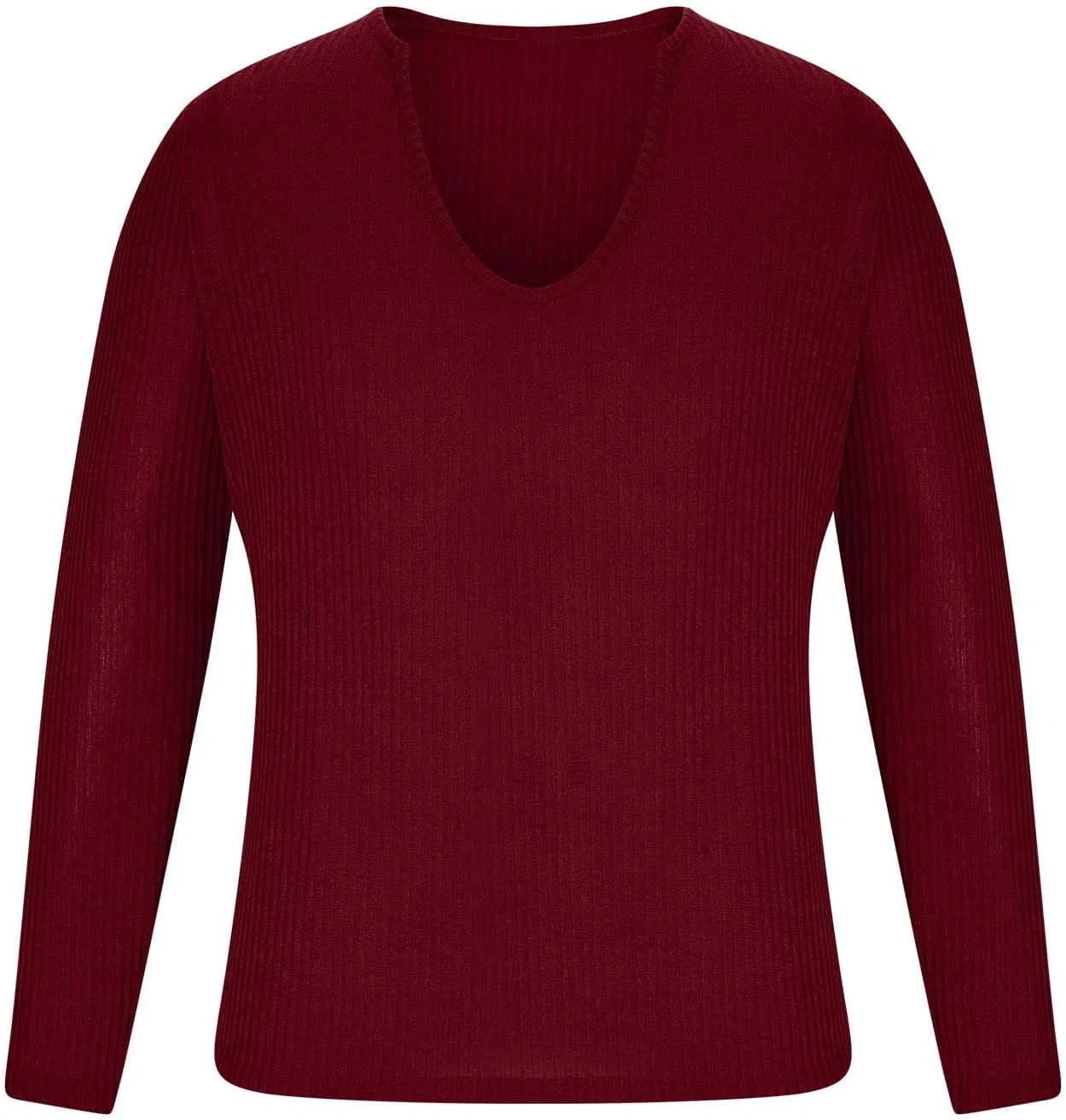 Мужская облегающая футболка с v-образным вырезом Long Sleeve, Red — фото 3