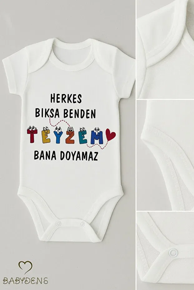 Детское боди для новорожденных с принтом Everyone is bıksa, my aunt can't be satisfied with me Babyden'S, White — фото 2