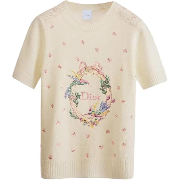 Женский кашемировый свитер с круглым вырезом Multicolor DIOR