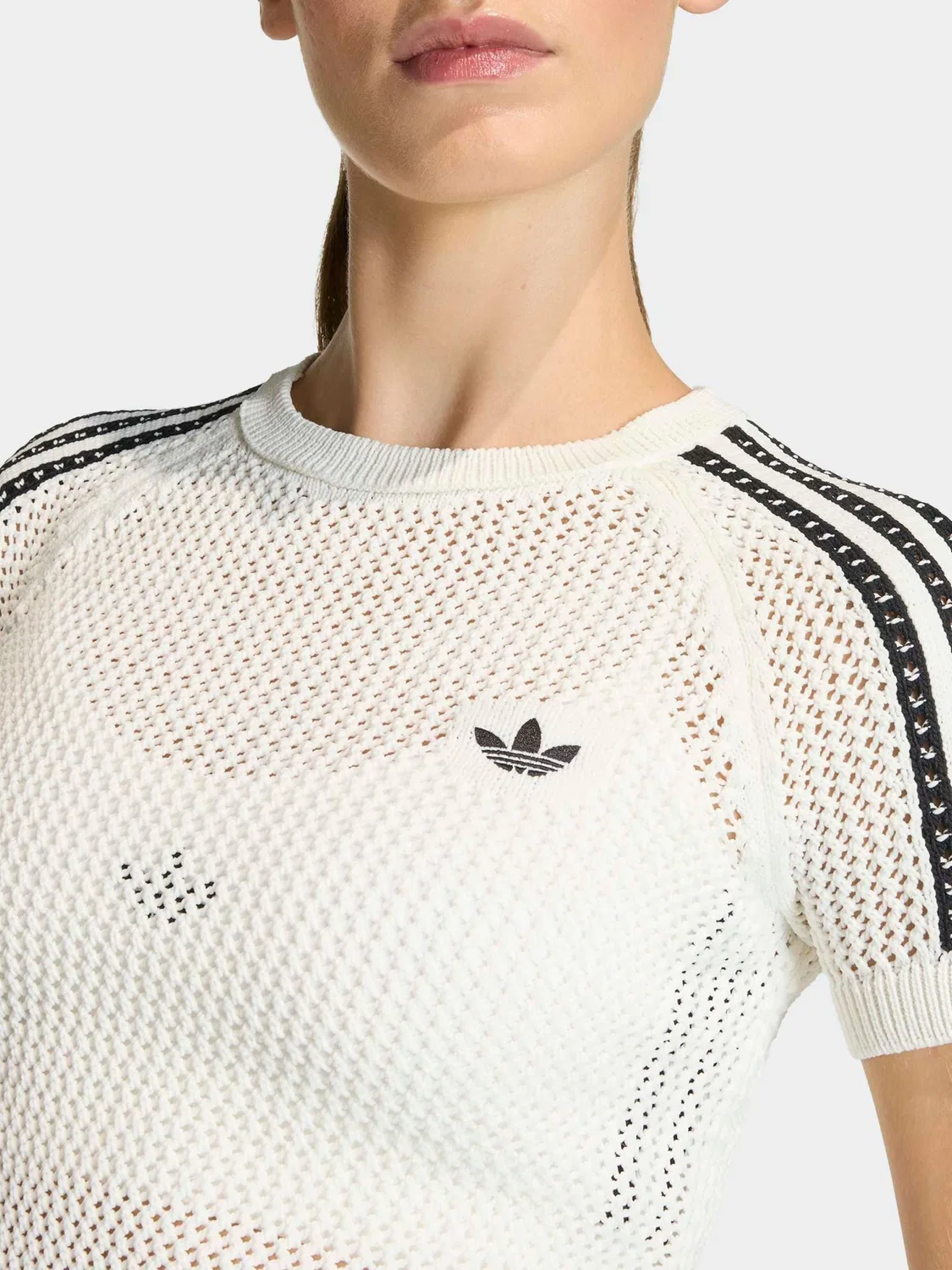 Футболка с вязаным кружевом, Cali Tee, adidas Originals, белый — фото 4