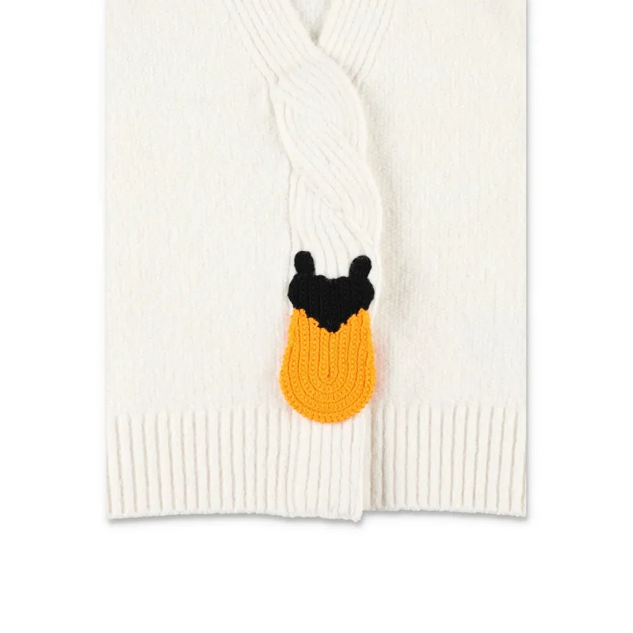 Кардиган с принтом лебедя Kids Swan Chunky-Knit Wool-Blend Burberry, Ivory — фото 3