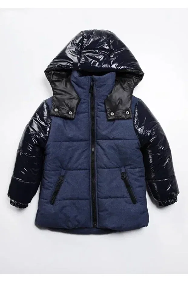 Детское зимнее пальто для девочек с капюшоном Care Midimod Gold, Navy Blue