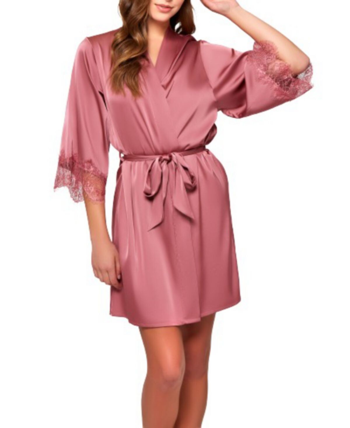 

Женский короткий халат charlotte из атласа и кружева iCollection