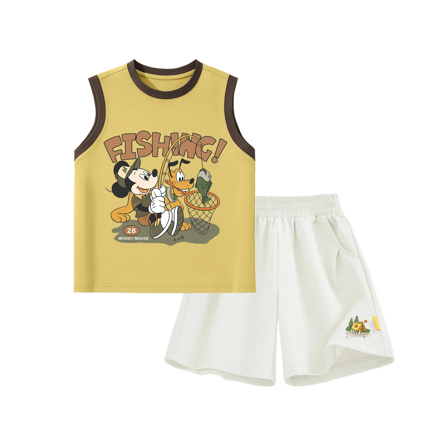 Костюм спортивный повседневный, детский, Disney, Didi Fishing Brown Yellow+Didi Tent K_Bottom Right Mist White