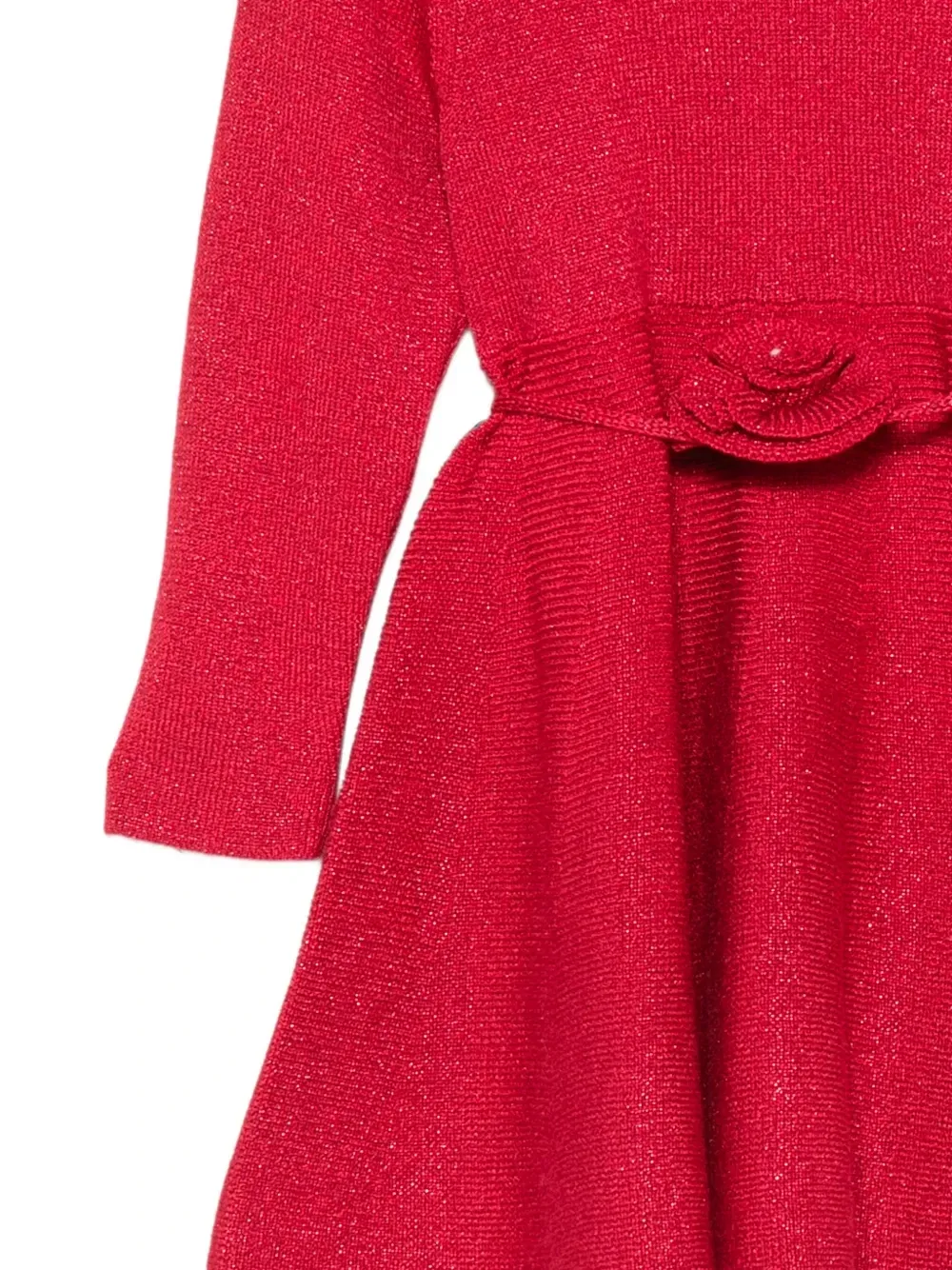 Вязаное платье с цветочным ремнем и эффектом металлик Liu Jo Kids, красный — фото 3