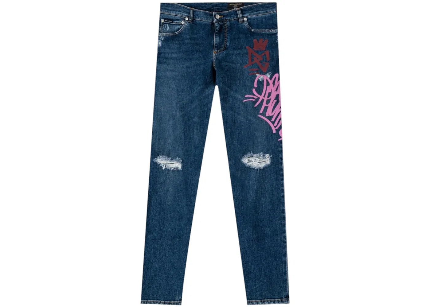 Мужские джинсы с принтом Graffiti Distressed Dolce & Gabbana, Blue