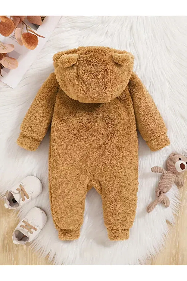 Детский комбинезон с капюшоном из плюша Babysi Kids Club, Camel — фото 4
