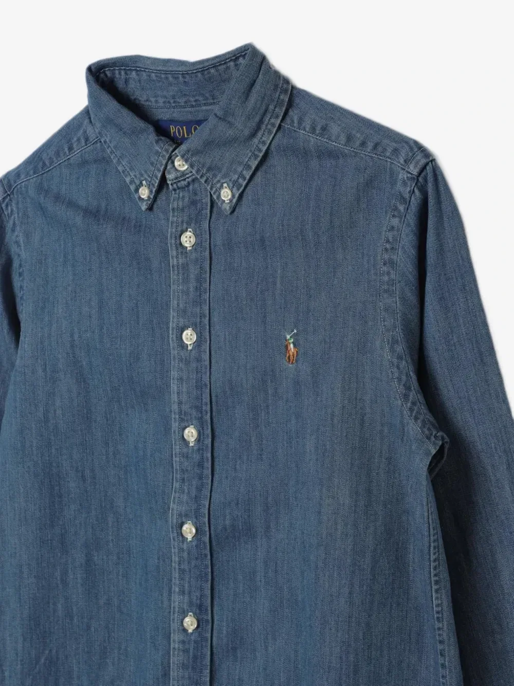 Рубашка с вышитым логотипом POLO RALPH LAUREN KIDS, синий — фото 3