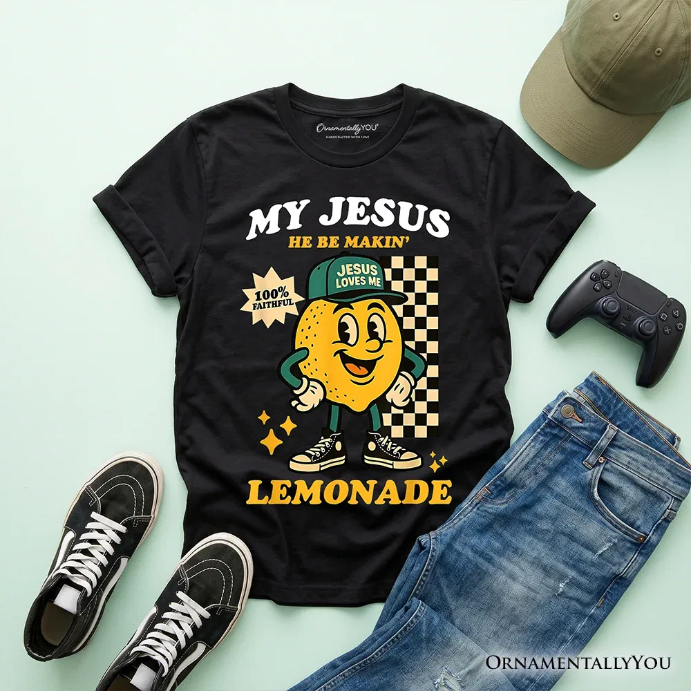 Детская футболка с принтом Lemonade Jesus OrnamentallyYou, черный