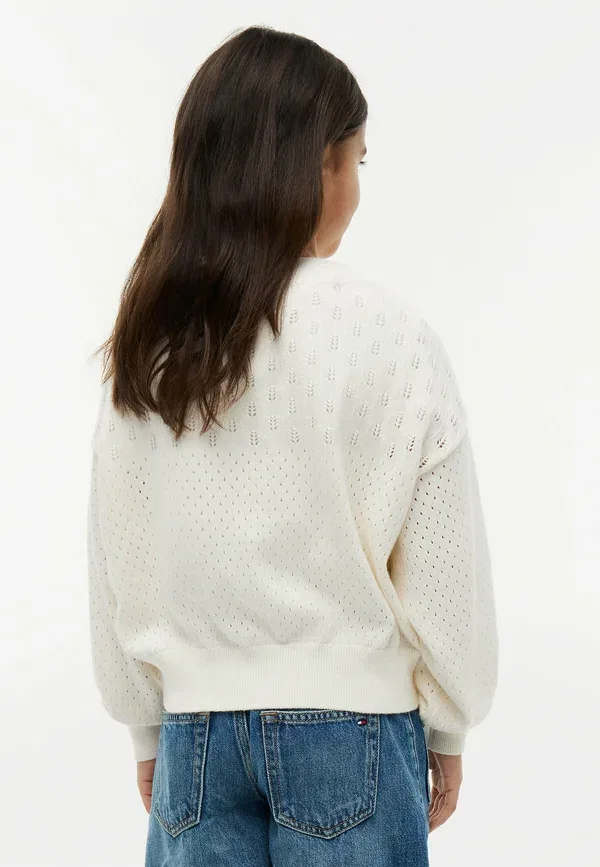 Джемпер Tommy Hilfiger Pointelle relaxed balloon sleeve, цвет слоновой кости — фото 3