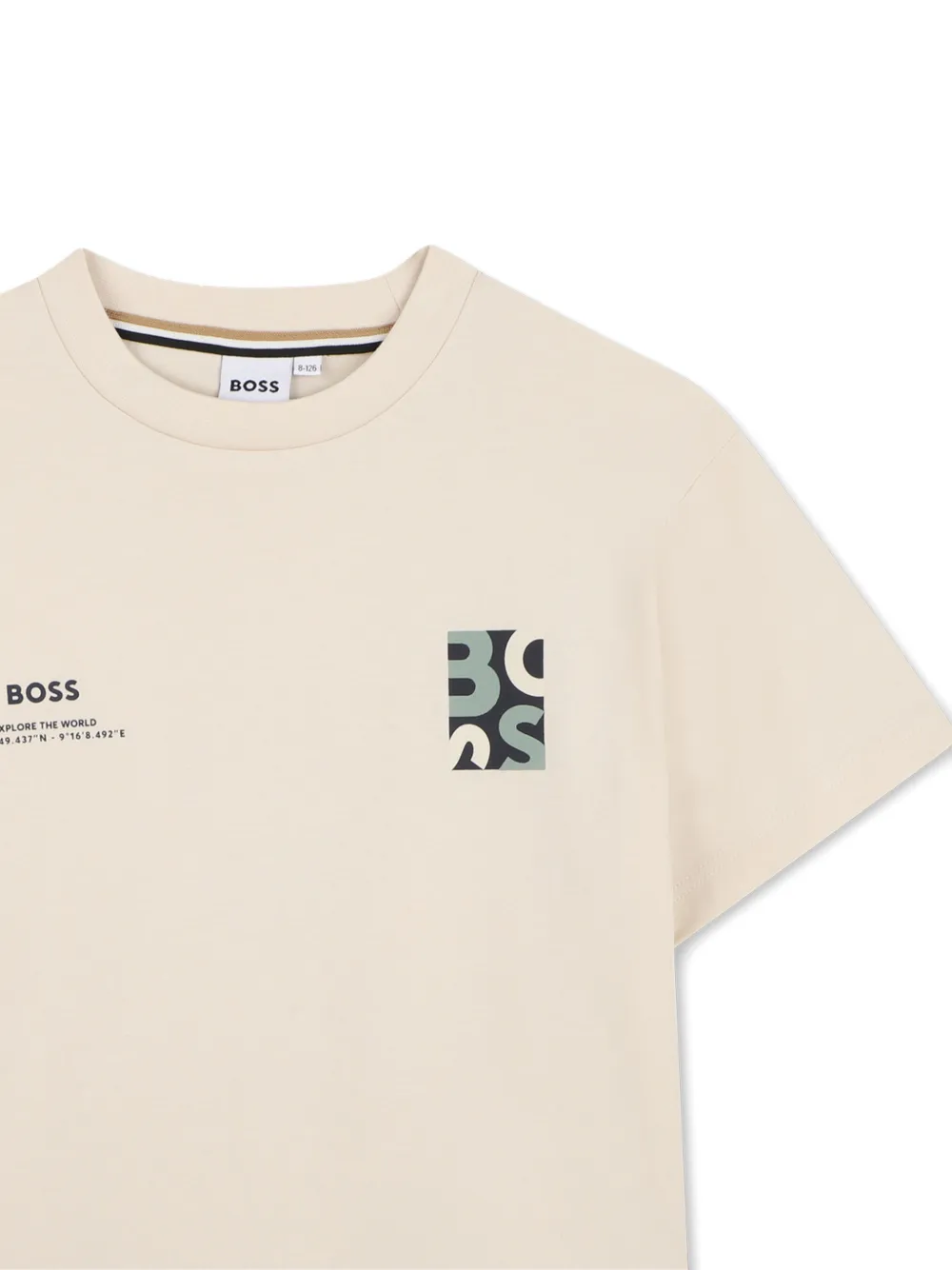 Футболка с графичным принтом Boss Kidswear, бежевый — фото 3