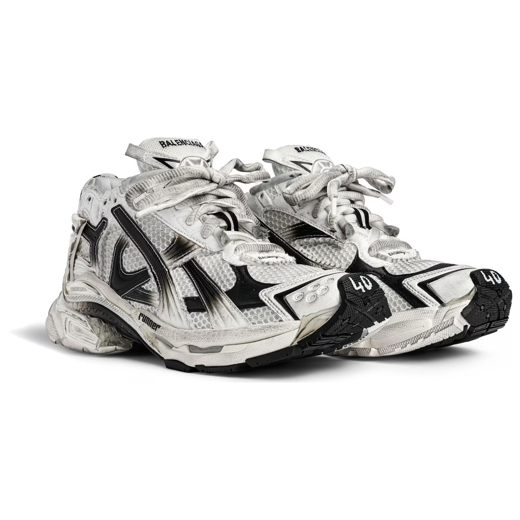 Balenciaga Мужские повседневные кроссовки Runner Low-Top черно-белые, цвет Black White — фото 3