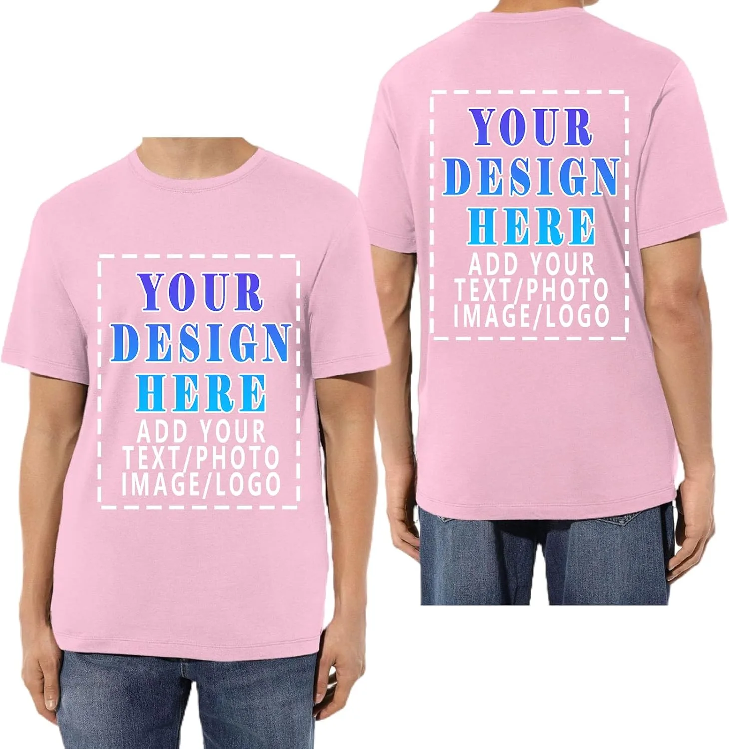 

Кастомизированная футболка Unisex с нанесением текста и изображения спереди и сзади HFTAMQ