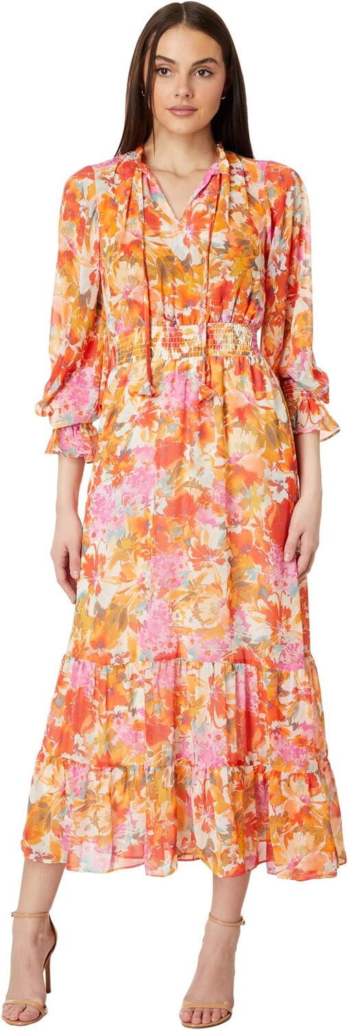 

Платье Vince Camuto Long Sleeve Maxi Dress With Smocked, цвет Tulip Red