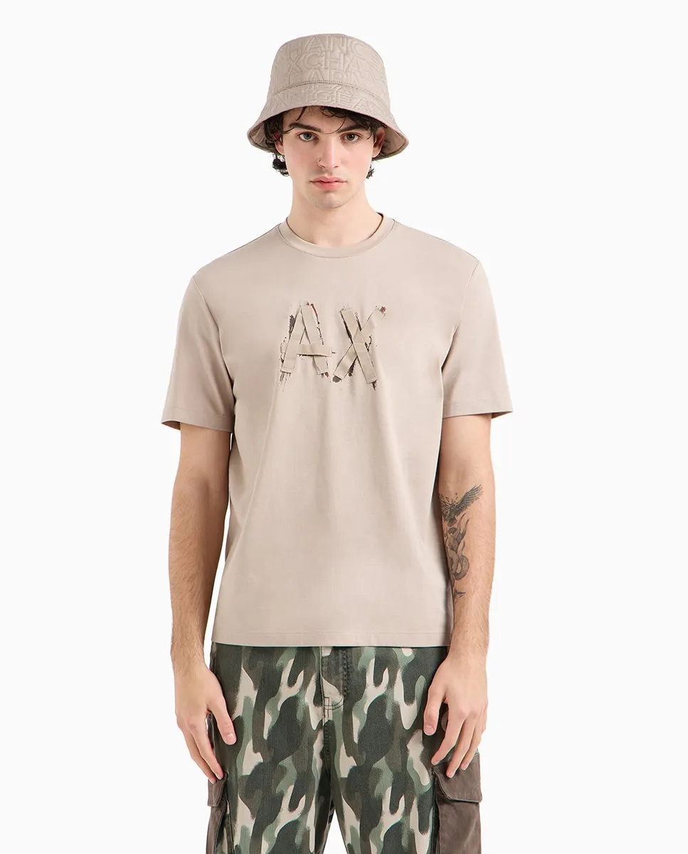 

Мужская футболка с коротким рукавом и крупным принтом на груди Armani Exchange, цвет Topo